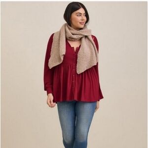 🍂🍁Torrid 2x Babydoll Knit V-Neck Button-Front Top